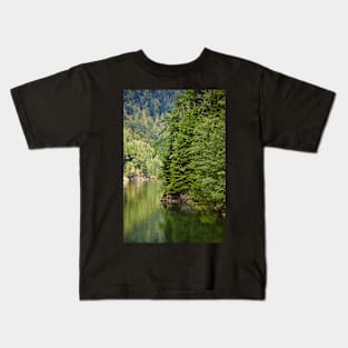 Lake and pine trees Kids T-Shirt